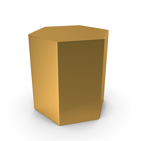 Symbols: Basic Gold Hexagonal Prism Geometric Shape PNG & PSD Images