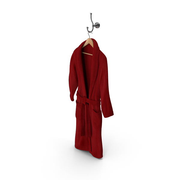 Robe: Bathrobe On Hanger And Hook Red PNG & PSD Images