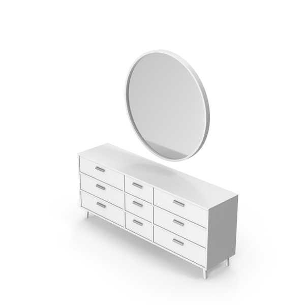 Bedroom Sideboard With Mirror White PNG & PSD Images