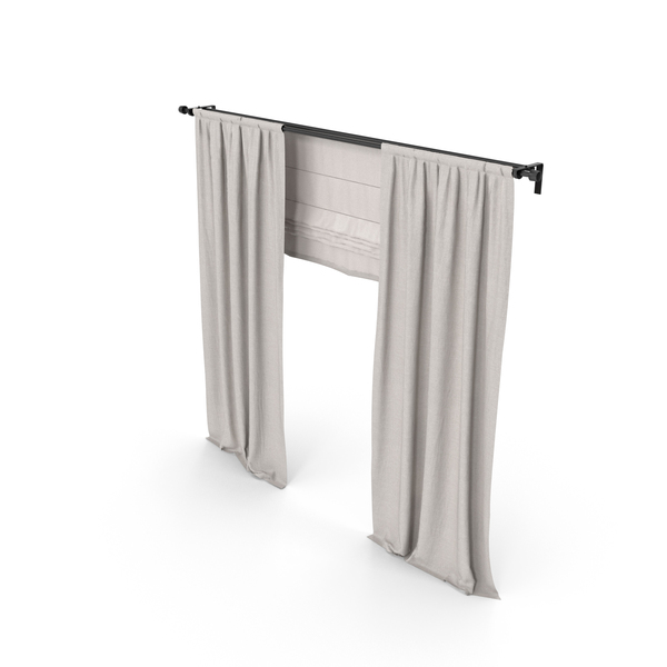 Curtain: Beige Curtains And Roman Blinds. PNG & PSD Images