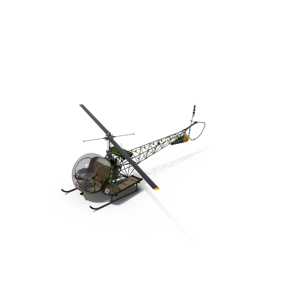 军用直升机：贝尔H-13 SIOUX美国陆军PNG和PSD图像