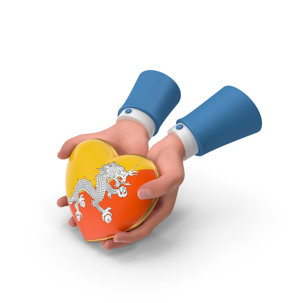 Bhutan Country Heart Flag Hold in Hands PNG & PSD Images