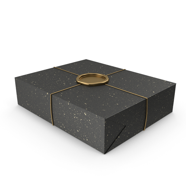 Box: Black and Gold Gift Wrapping with a Wax Seal PNG & PSD Images Box: Black and Gold Gift Wrapping with a Wax Seal PNG & PSD Images