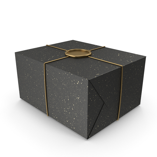 Box: Black and Gold Gift Wrapping with a Wax Seal PNG & PSD Images Box: Black and Gold Gift Wrapping with a Wax Seal PNG & PSD Images