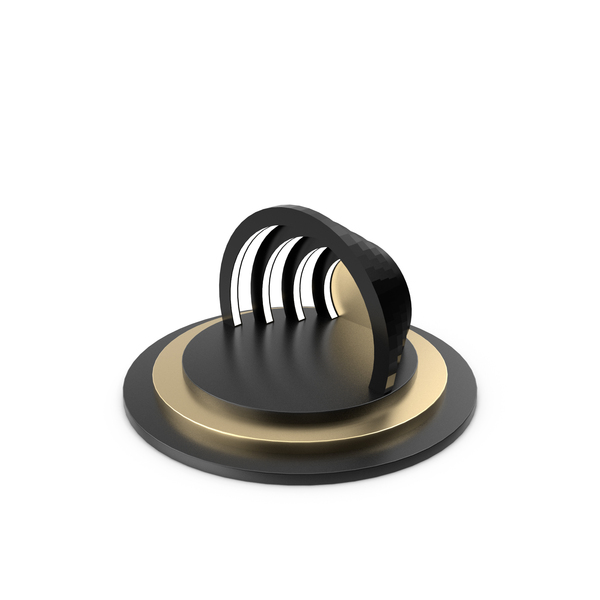 Display Pedestal: Black And Gold Podium With Illuminated Rings PNG & PSD Images