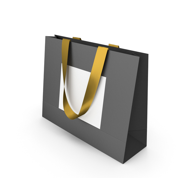 Gift: Black and White Paper Bag with Gold Tape Handles PNG & PSD Images Gift: Black and White Paper Bag with Gold Tape Handles PNG & PSD Images