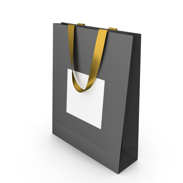 Gift: Black and White Paper Bag with Gold Tape Handles PNG & PSD Images Gift: Black and White Paper Bag with Gold Tape Handles PNG & PSD Images