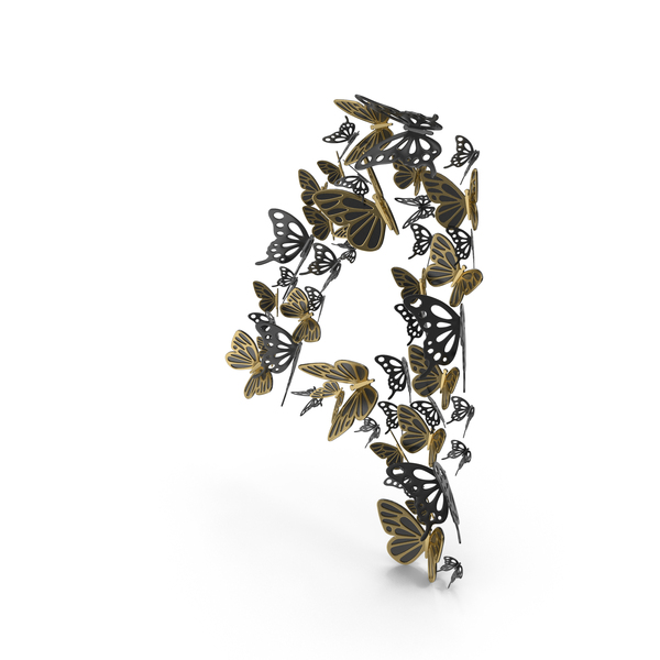 Black Butterflies Number 4 PNG & PSD Images