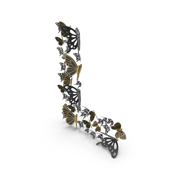 Language: Black Butterfly Letter L PNG & PSD Images