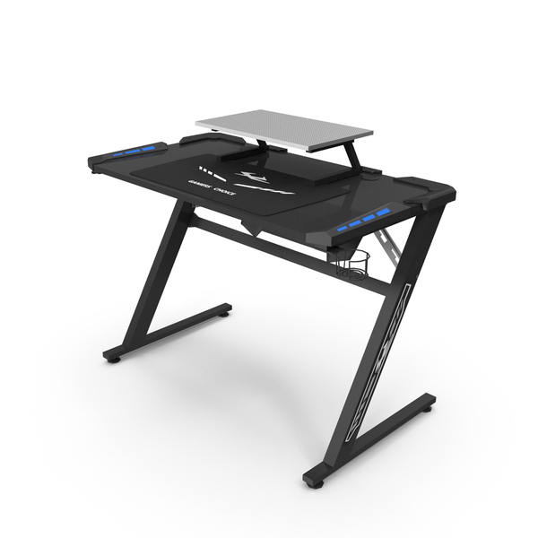 Black Computer Gaming Desk Langholm With LED PNG & PSD Images Black Computer Gaming Desk Langholm With LED PNG & PSD Images
