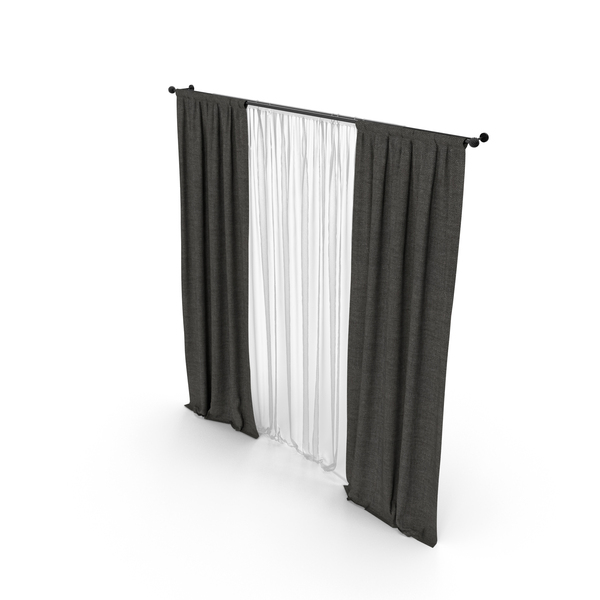 Curtain: Black Curtains With White Tulle PNG & PSD Images