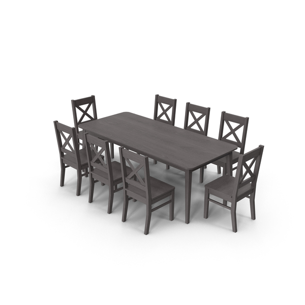 Room: Black Dining Table Set with 8 Chairs PNG & PSD Images