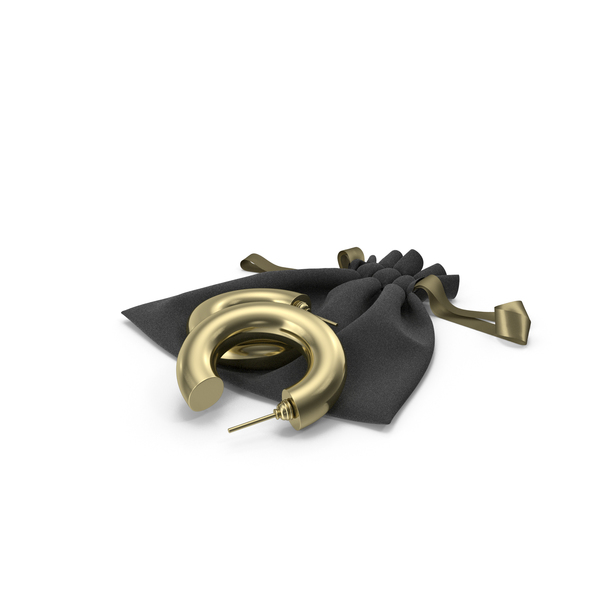 Sack: Black Fabric Bag with Gold Ribbon and Gold Earrings Hoops PNG & PSD Images Sack: Black Fabric Bag with Gold Ribbon and Gold Earrings Hoops PNG & PSD Images