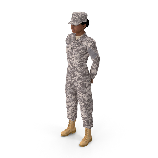 Woman: Black Female Soldier Military ACU Standing Pose Fur PNG & PSD Images Woman: Black Female Soldier Military ACU Standing Pose Fur PNG & PSD Images