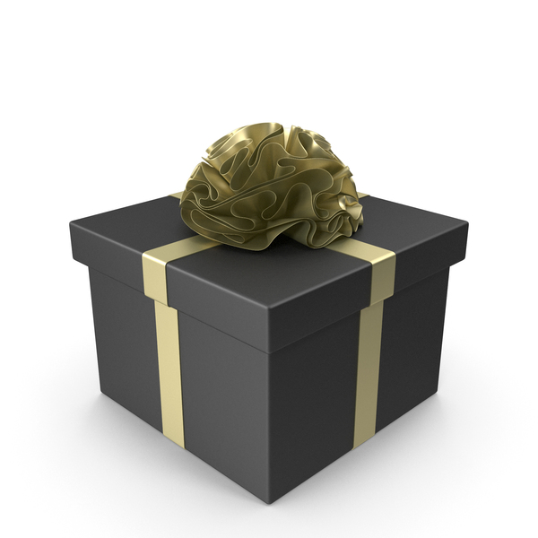 Holiday Accessories: Black Gift Box with Gold Ribbon PNG & PSD Images Holiday Accessories: Black Gift Box with Gold Ribbon PNG & PSD Images