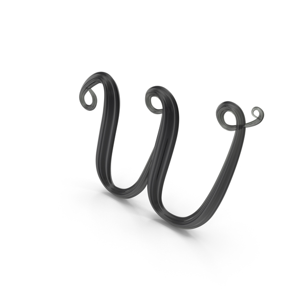 Language: Black Glass Letter W PNG & PSD Images