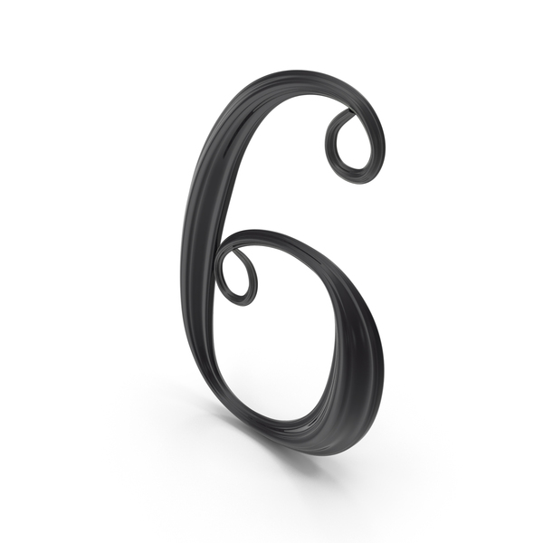 Black Glass Number 6 PNG & PSD Images