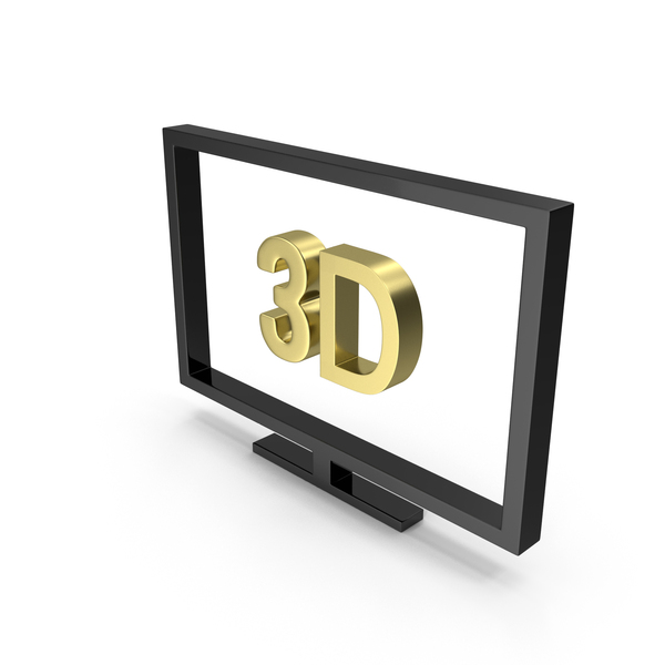 Symbols: Black & Gold 3D TV Icon PNG & PSD Images