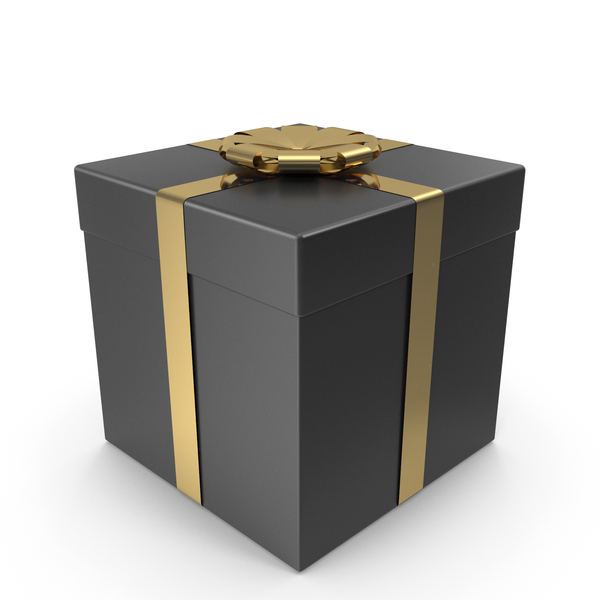Bow: Black Gold Christmas Gift Box PNG & PSD Images