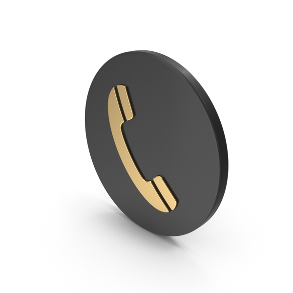 Symbols: Black & Gold Handset Icon PNG & PSD Images