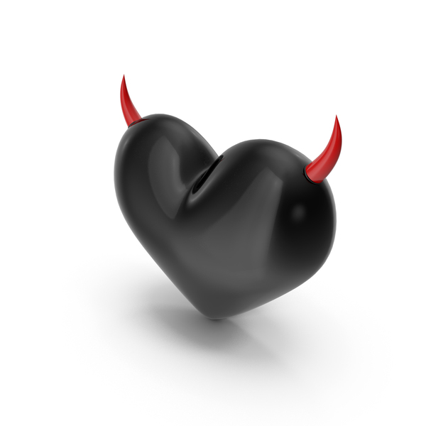 Shape: Black Heart With Red Horns PNG & PSD Images