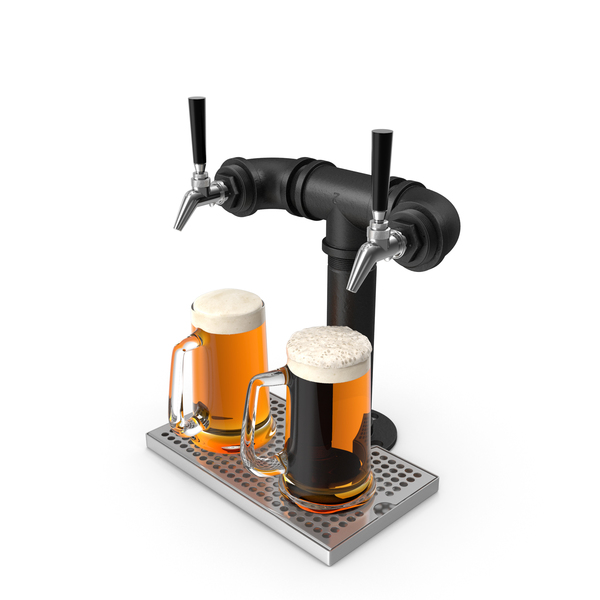 Glass: Black Iron Pipe Beer Tower Double Tap with Beer Mugs PNG & PSD Images Glass: Black Iron Pipe Beer Tower Double Tap with Beer Mugs PNG & PSD Images