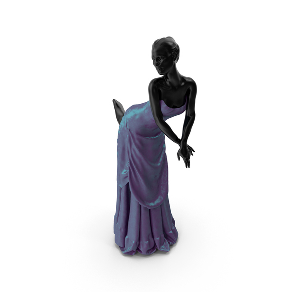 Female: Black Mannequin Pose with Purple Velvet Dress PNG & PSD Images
