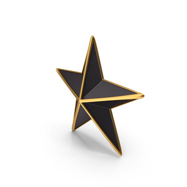 Ornament: Black Metallic Star With Gold Frame PNG & PSD Images