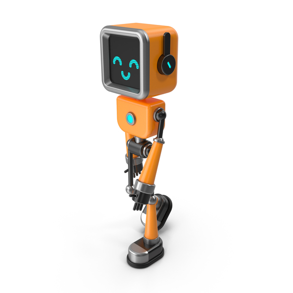 Black & Orange Robot Walks PNG & PSD Images
