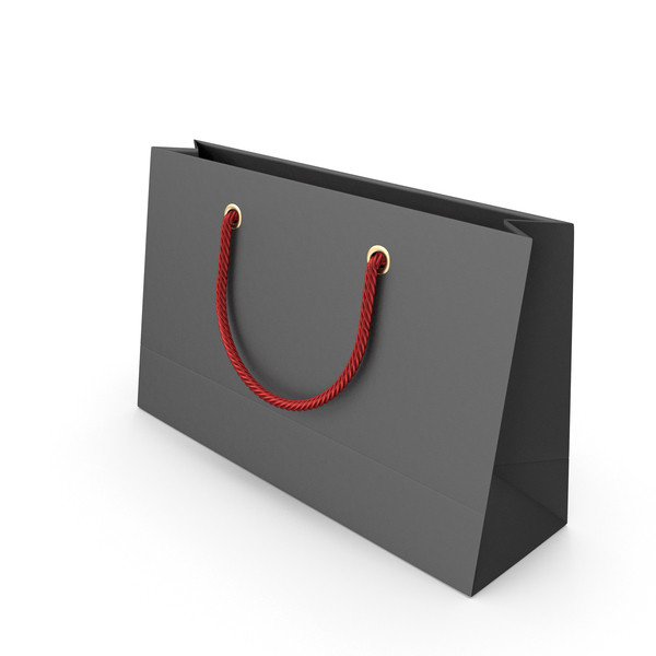 Gift: Black Packaging Bag with Red Handles PNG & PSD Images