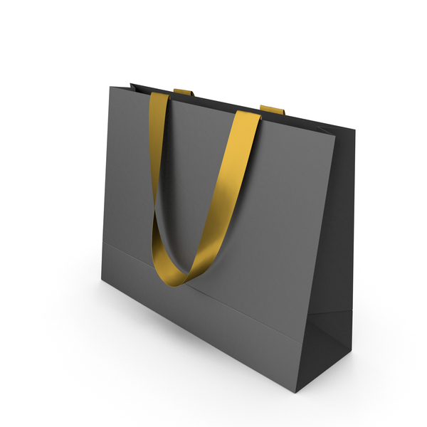 Gift: Black Paper Bag with Gold Tape Handles PNG & PSD Images Gift: Black Paper Bag with Gold Tape Handles PNG & PSD Images