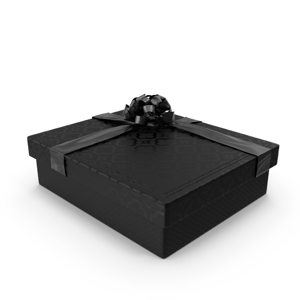 Gift Box: Black Present With Black Ribbon PNG & PSD Images