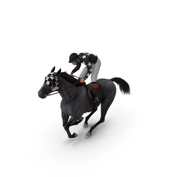 Black Racing Horse with Jokey Gallop PNG & PSD Images