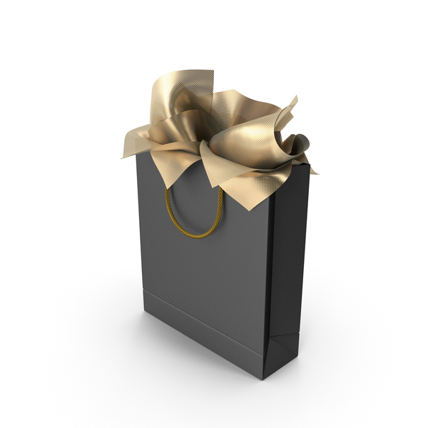 Black Shopping Bag with Gold Gift Paper PNG & PSD Images Black Shopping Bag with Gold Gift Paper PNG & PSD Images