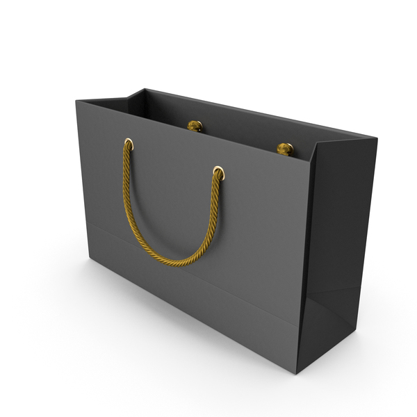 Gift: Black Shopping Bag with Gold Handles PNG & PSD Images Gift: Black Shopping Bag with Gold Handles PNG & PSD Images