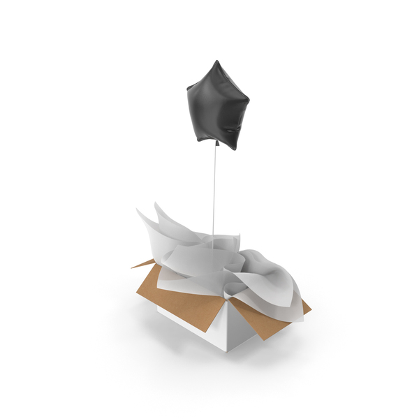 Gift: Black Star Balloon Surprise Box PNG & PSD Images Gift: Black Star Balloon Surprise Box PNG & PSD Images