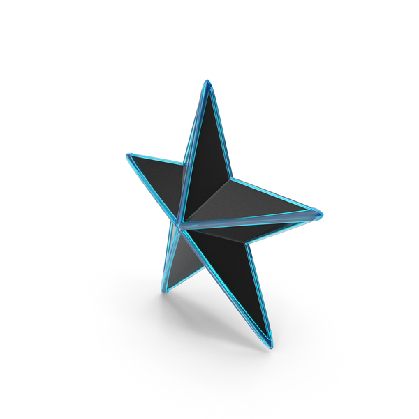 Ornament: Black Star With Blue Glass Frame PNG & PSD Images