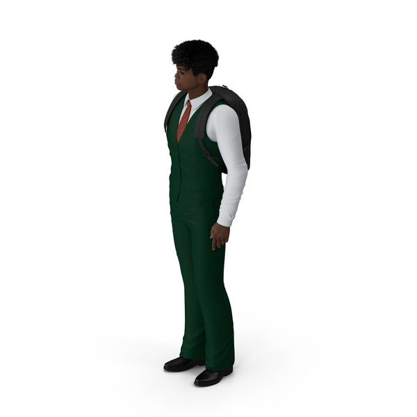 Man: Black Teenager Dark Skin School Uniform Standing Pose PNG & PSD Images Man: Black Teenager Dark Skin School Uniform Standing Pose PNG & PSD Images