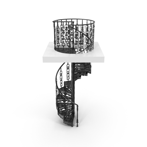 Black Victorian Spiral Iron Staircase PNG & PSD Images