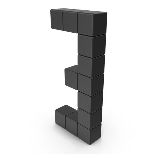 Number: Black Voxel Digit 3 PNG & PSD Images
