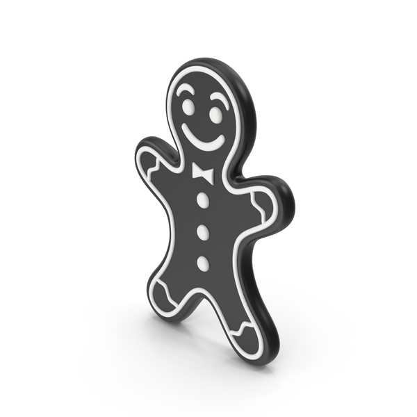 Man: Black & White Cartoony Gingerbread PNG & PSD Images