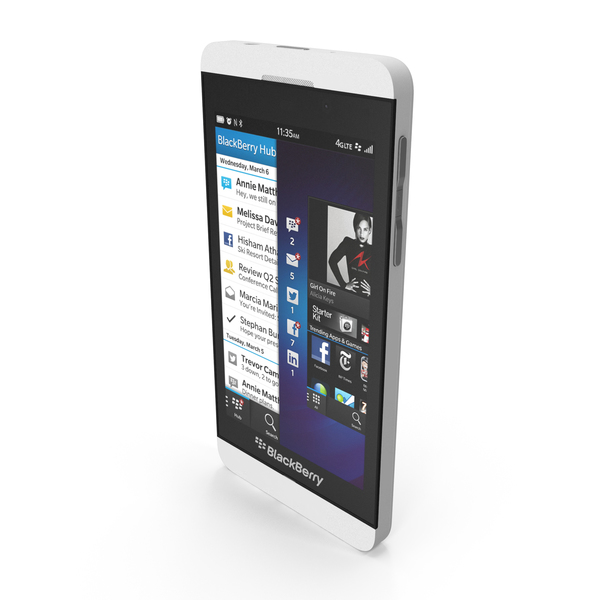Cellphone: Blackberry Z10 Smartphone White PNG & PSD Images