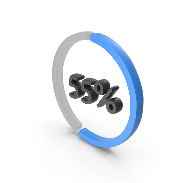Symbols: Blue 55 Percentage Result Icon PNG & PSD Images