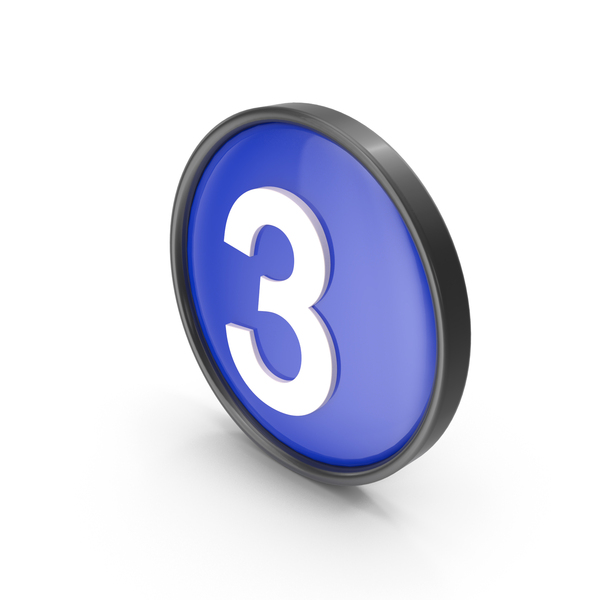 Blue Button Number 3 PNG & PSD Images