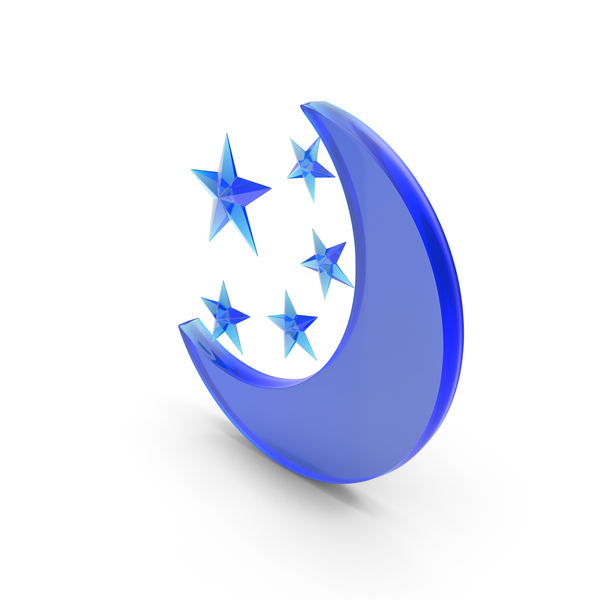 Symbols: Blue Glass Half Moon With Five Stars PNG & PSD Images Symbols: Blue Glass Half Moon With Five Stars PNG & PSD Images