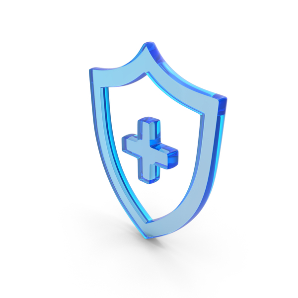 Symbols: Blue Glass Medical Shield Icon PNG & PSD Images