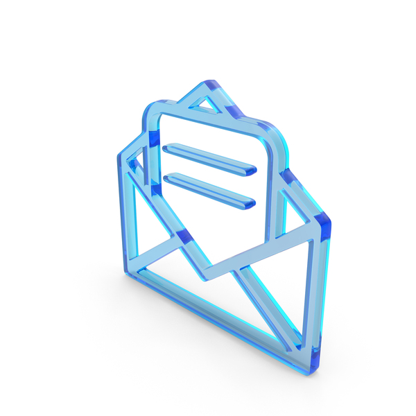 Symbols: Blue Glass Open Mail Symbol PNG & PSD Images
