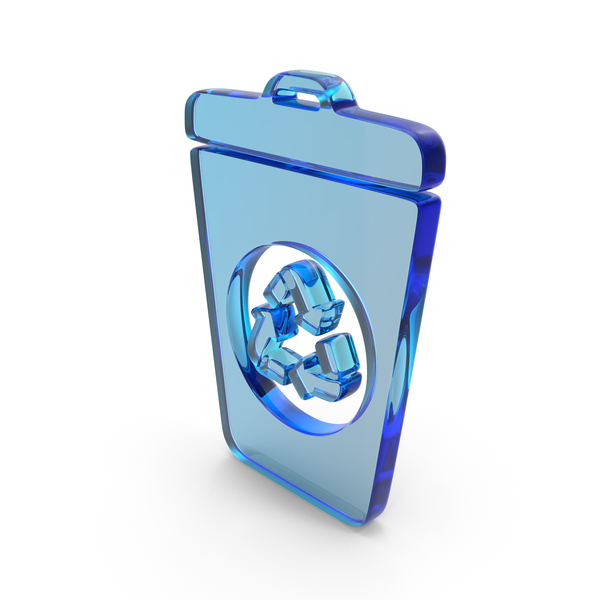 Symbols: Blue Glass Recycle Bin With Cap Symbol PNG & PSD Images