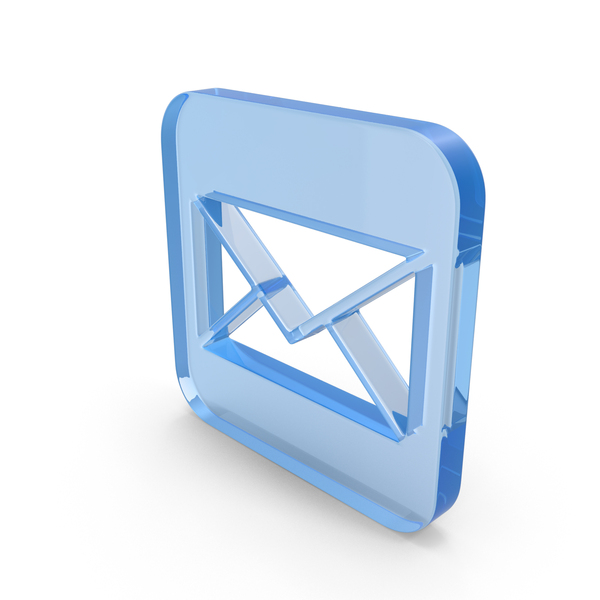 Symbols: Blue Glass Square Mail Icon PNG & PSD Images