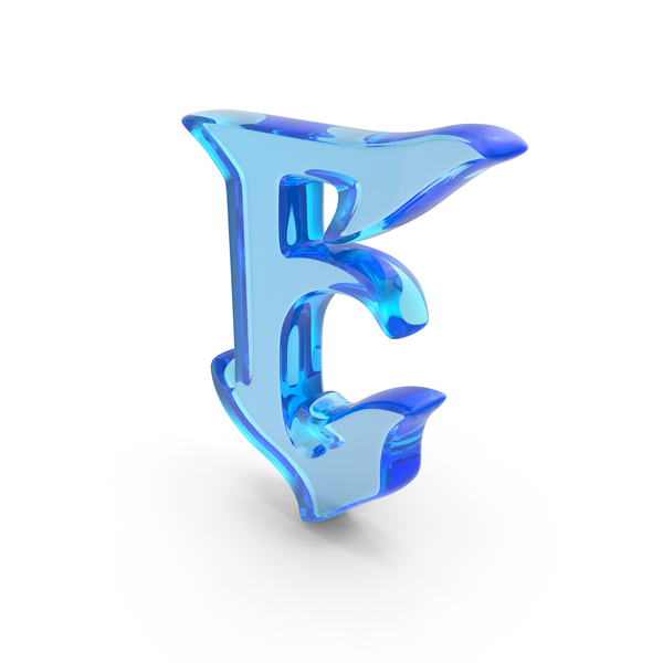 Language: Blue Glass Stylish Gothic Font Capital Letter E PNG & PSD Images
